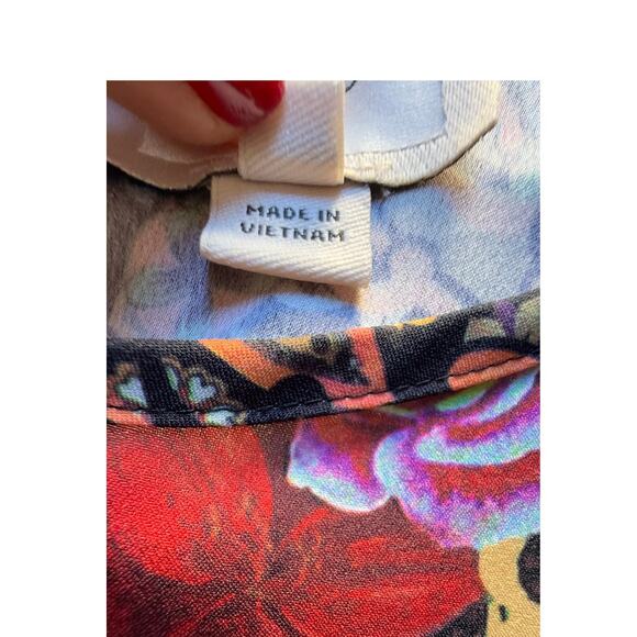 ECI New York Multicolor Floral Bell Sleeve Dress Sz 10 Boho Fall Style Festival - Picture 8 of 9